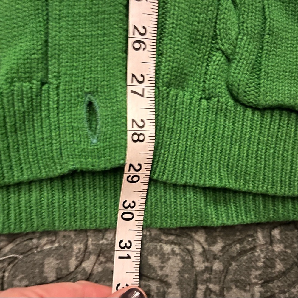 THE GREAT. True Green Cable-Knit Cotton Blend Grandpa Cardigan - Picture 9 of 9